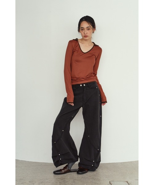 Knuth Marf(クヌースマーフ)の「u-neck slim top(Tシャツ/カットソー・レディース・ブラック/オレンジ/チャコール・FREE)」の9枚目の写真