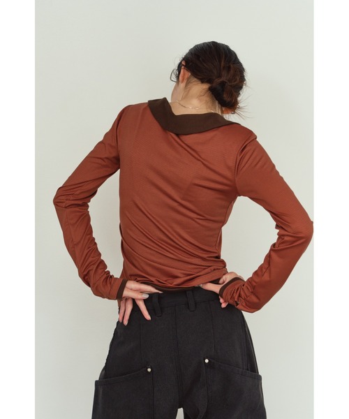 Knuth Marf(クヌースマーフ)の「u-neck slim top(Tシャツ/カットソー・レディース・ブラック/オレンジ/チャコール・FREE)」の10枚目の写真