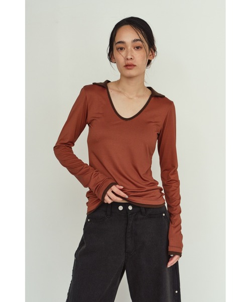 Knuth Marf(クヌースマーフ)の「u-neck slim top(Tシャツ/カットソー・レディース・ブラック/オレンジ/チャコール・FREE)」の11枚目の写真