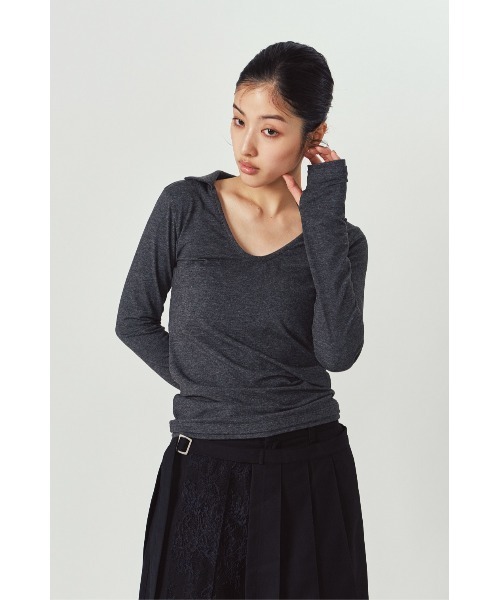 Knuth Marf(クヌースマーフ)の「u-neck slim top(Tシャツ/カットソー・レディース・ブラック/オレンジ/チャコール・FREE)」の20枚目の写真