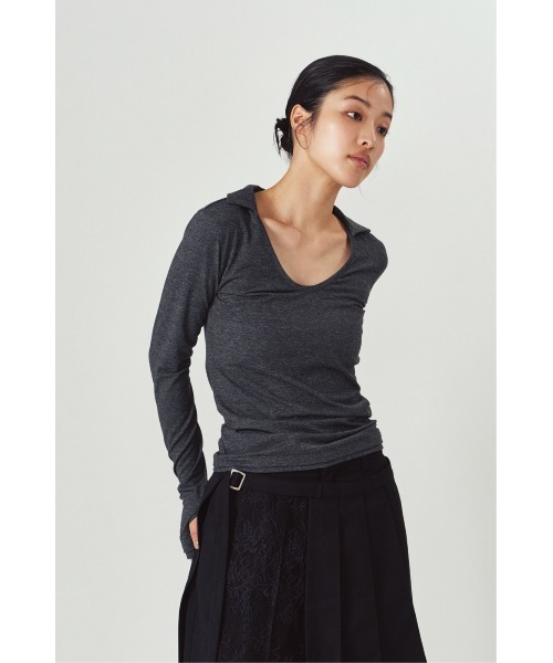Knuth Marf(クヌースマーフ)の「u-neck slim top(Tシャツ/カットソー・レディース・ブラック/オレンジ/チャコール・FREE)」の21枚目の写真