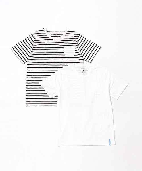 Request（リクエスト）の「【REQUEST】　2 in パックTEE　無地&ボーダー（Tシャツ/カットソー・メンズ・ブラック系その他/ホワイト×ブラック/ホワイト×ネイビー/ブルー系その他・3/2/4）」の15枚目の写真