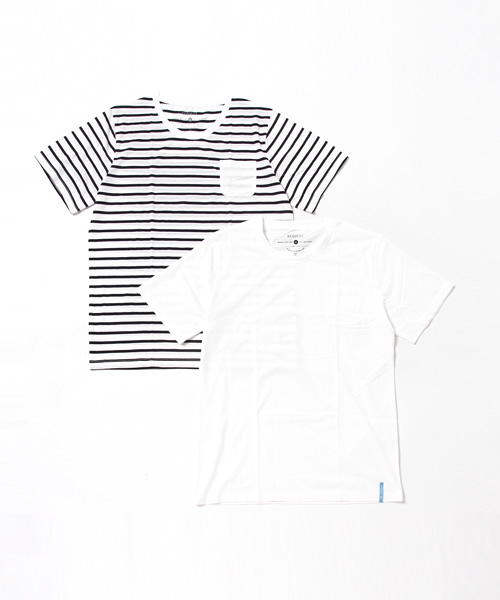 Request（リクエスト）の「【REQUEST】　2 in パックTEE　無地&ボーダー（Tシャツ/カットソー・メンズ・ブラック系その他/ホワイト×ブラック/ホワイト×ネイビー/ブルー系その他・3/2/4）」の16枚目の写真