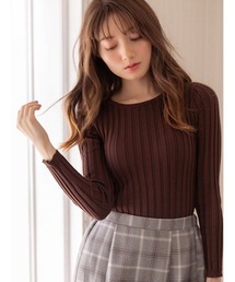 フィットニットUネックトップス/リブニット