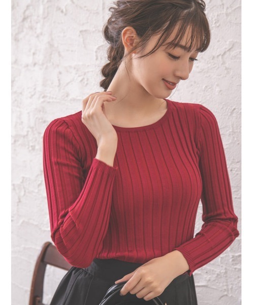 fifth(フィフス)の「フィットニットUネックトップス/リブニット(ニット/セーター・レディース・グレー/ホワイト/ボルドー/ブラック/カーキ/ネイビー/モカ/ベージュ/ダークベージュ/ピンク/ライトグレー/サックスブルー/ラベンダー/グリーン/オレンジ/パープル/チェリーピンク/レッド/ブラウン/チャコールグレー/マスタード・MEDIUM)」の20枚目の写真