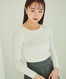 フィットニットUネックトップス/リブニット