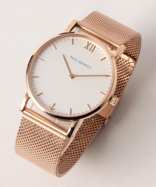 Paul Hewitt（ポールヒューイット）の「△＜PAULHEWITT（ポールヒューイット）＞SAILOR メッシュ ホワイト 時計36mm（アナログ腕時計・レディース・ゴールド/シルバー・FREE）」の3枚目の写真