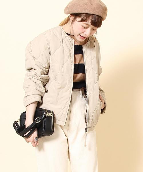 coen(コーエン)の「【手洗いできる】TUFLEX(タフレックス)×Thermore(サーモア)キルティングショートコート(ブルゾン・レディース・ナチュラル/オリーブ/ピンク・LARGE/MEDIUM)」の2枚目の写真