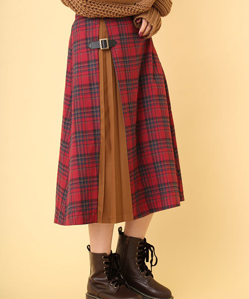 OLIVE des OLIVE(オリーブデオリーブ)の「【mina×村田倫子×OLIVE des OLIVE】チェックプリーツスカート◆(スカート・レディース・レッド/イエロー/グリーン・FREE)」の9枚目の写真