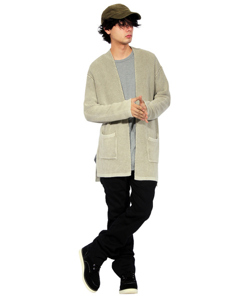 ８(eight)（エイト）の「ニット コーディガン ガウン（カーディガン/ボレロ・メンズ・ブラック/ベージュ/ピンク/ネイビー・LARGE/MEDIUM）」の6枚目の写真