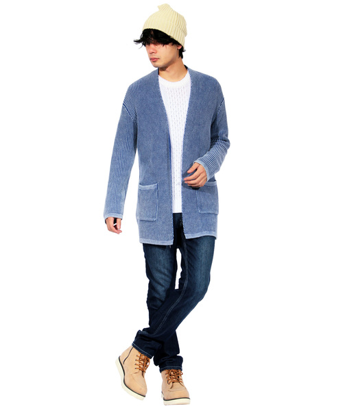 ８(eight)（エイト）の「ニット コーディガン ガウン（カーディガン/ボレロ・メンズ・ブラック/ベージュ/ピンク/ネイビー・LARGE/MEDIUM）」の7枚目の写真