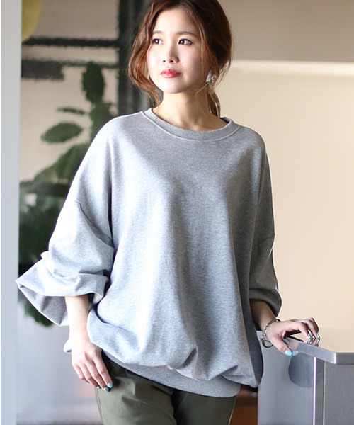 Bab Bou Jeloud（バブブージュルード）の「【ＷＥＢ限定】ビッグシルエット スウェット プルオーバー（スウェット・レディース・ライトグレー/ブラック/ピンク・FREE）」の11枚目の写真