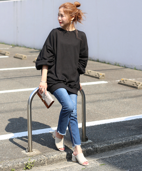 Bab Bou Jeloud（バブブージュルード）の「【ＷＥＢ限定】ビッグシルエット スウェット プルオーバー（スウェット・レディース・ライトグレー/ブラック/ピンク・FREE）」の17枚目の写真