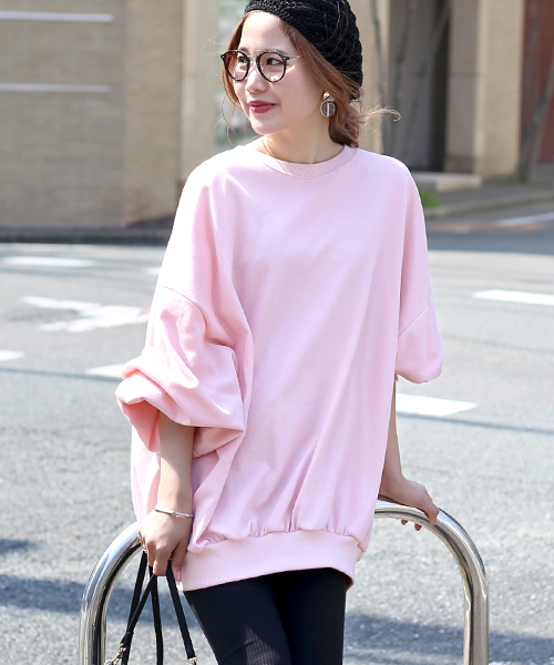 Bab Bou Jeloud（バブブージュルード）の「【ＷＥＢ限定】ビッグシルエット スウェット プルオーバー（スウェット・レディース・ライトグレー/ブラック/ピンク・FREE）」の6枚目の写真