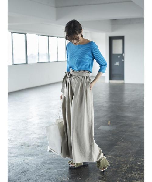 AMERICAN HOLIC（アメリカンホリック）の「・麻混ウエストリボンワイドパンツ（その他パンツ・レディース・ベージュ/ブラック/ブルー/カーキ/キャメル・FREE）」の14枚目の写真