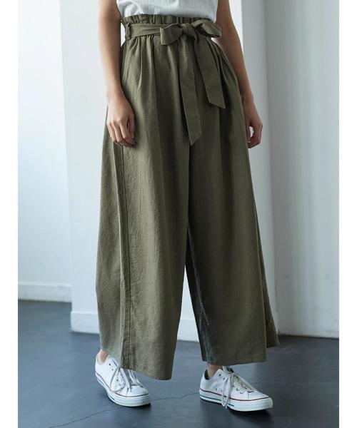 AMERICAN HOLIC（アメリカンホリック）の「・麻混ウエストリボンワイドパンツ（その他パンツ・レディース・ベージュ/ブラック/ブルー/カーキ/キャメル・FREE）」の11枚目の写真