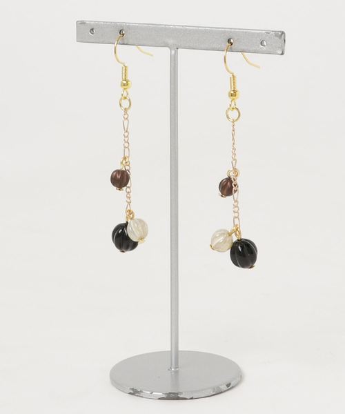 tone(トーン)の「【CouleuR】3color czech beads ピアス(ピアス(両耳用)・レディース・ブラック/ベージュ/クリア・FREE)」の2枚目の写真