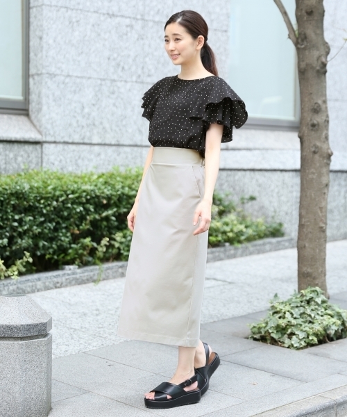 LEPSIM（レプシィム）の「レーヨンナイロンPUカットスカート　802270（スカート・レディース・ライトグレー/ブラック/カーキ・MEDIUM/LARGE）」の9枚目の写真