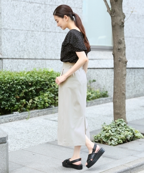 LEPSIM（レプシィム）の「レーヨンナイロンPUカットスカート　802270（スカート・レディース・ライトグレー/ブラック/カーキ・MEDIUM/LARGE）」の10枚目の写真