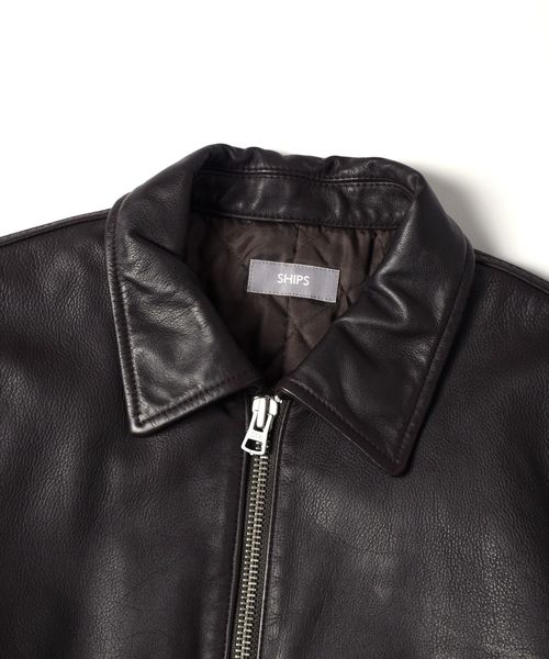 SHIPS（シップス）の「SU: 【OILED COLLAR】ラムレザーライダース