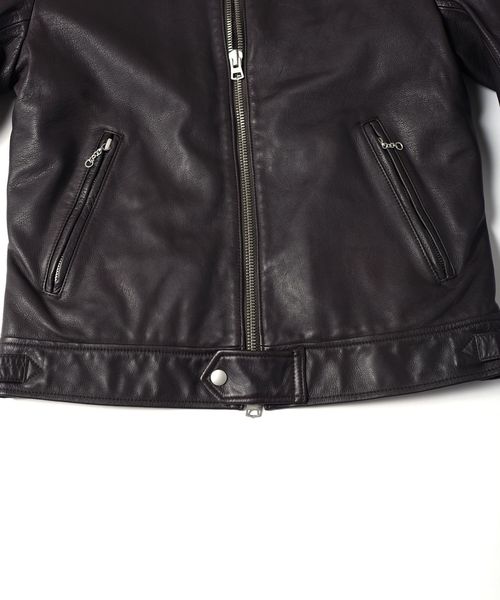 SHIPS（シップス）の「SU: 【OILED COLLAR】ラムレザーライダース 