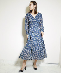 LADYMADE | バイカラーVネックシアーフラワーワンピース(ワンピース)