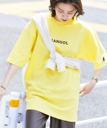 ▽WEB限定 MONO-MART×KANGOL 別注ロゴ刺繍 プリント半袖Tee オーバーサイズカットソー ワッペン トップス