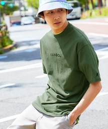 KANGOL | ▽WEB限定 MONO-MART×KANGOL 別注ロゴ刺繍 プリント半袖Tee オーバーサイズカットソー(Tシャツ/カットソー)