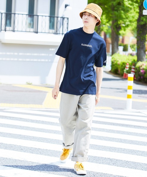 ▽WEB限定 MONO-MART×KANGOL 別注ロゴ刺繍 プリント半袖Tee