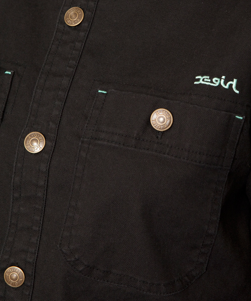 X-girl(エックスガール)の「BOYFRIEND SHIRT(シャツ/ブラウス・レディース・ブラック/オリーブ/ライトインディゴブルー・1/2)」の8枚目の写真