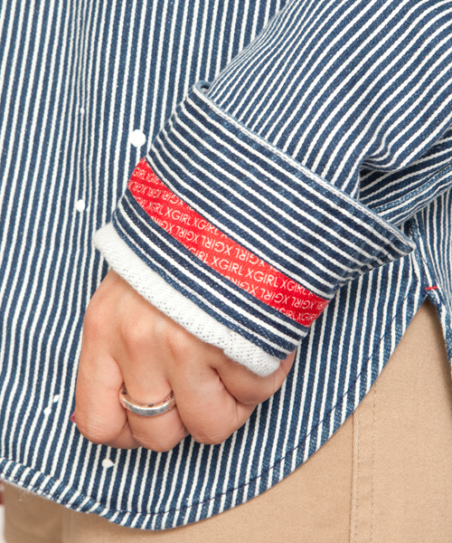 X-girl(エックスガール)の「BOYFRIEND SHIRT(シャツ/ブラウス・レディース・ブラック/オリーブ/ライトインディゴブルー・1/2)」の10枚目の写真