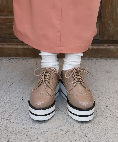one after another NICE CLAUP（ワンアフターアナザーナイスクラップ）の「ウィングチップ厚底レースアップシューズ（その他シューズ・レディース・ブラック/ダークブラウン/モカ・SMALL/MEDIUM/LARGE）」の10枚目の写真