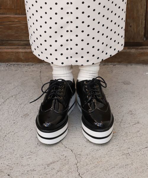 one after another NICE CLAUP（ワンアフターアナザーナイスクラップ）の「ウィングチップ厚底レースアップシューズ（その他シューズ・レディース・ブラック/ダークブラウン/モカ・SMALL/MEDIUM/LARGE）」の13枚目の写真
