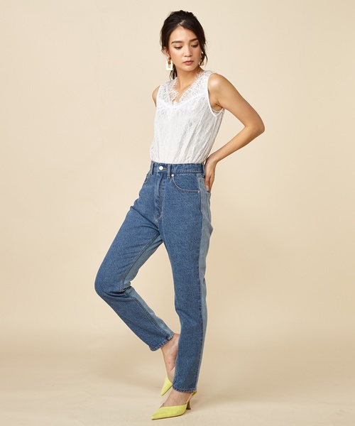 ROYAL PARTY(ロイヤルパーティー)の「デニムテーパードパンツ(デニムパンツ・レディース・ネイビー/ブルー/その他・SMALL/MEDIUM)」の3枚目の写真