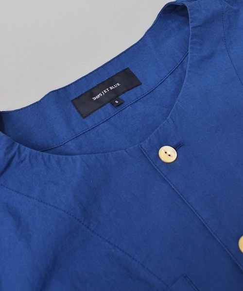 SHIPS JET BLUE（シップスジェットブルー）の「【転】JB: ノーカラーシャツ■（シャツ/ブラウス・メンズ・オフホワイト/チャコールグレー/ブルー・MEDIUM/SMALL/LARGE）」の9枚目の写真