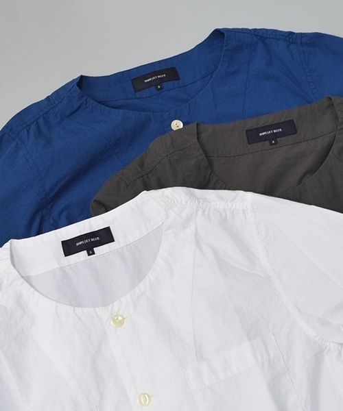 SHIPS JET BLUE（シップスジェットブルー）の「【転】JB: ノーカラーシャツ■（シャツ/ブラウス・メンズ・オフホワイト/チャコールグレー/ブルー・MEDIUM/SMALL/LARGE）」の8枚目の写真