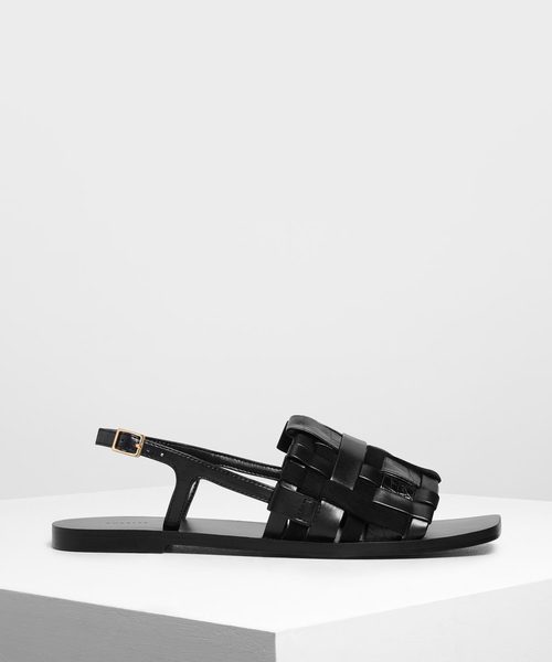 CHARLES & KEITH(チャールズ & キース)の「ウーベンスリングバック サンダル / Woven Slingback Sandals(サンダル・レディース・ブラック/マルチ・22.5cm/23cm/23.5cm/24.5cm)」の2枚目の写真