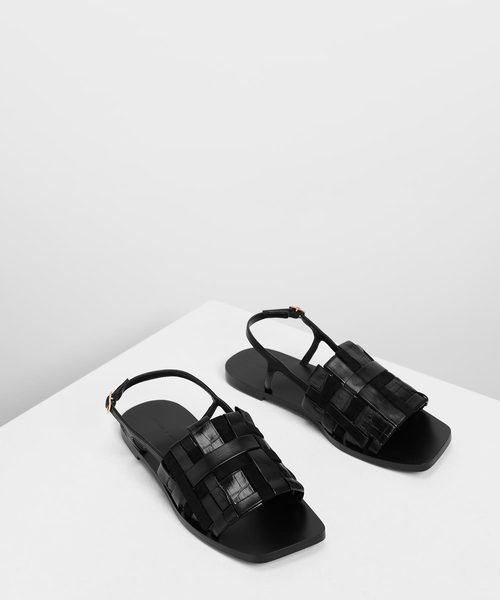 CHARLES & KEITH(チャールズ & キース)の「ウーベンスリングバック サンダル / Woven Slingback Sandals(サンダル・レディース・ブラック/マルチ・22.5cm/23cm/23.5cm/24.5cm)」の4枚目の写真
