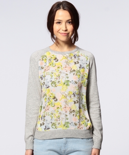 UNITED ARROWS（ユナイテッドアローズ）の「◇UAW ボタニカルプリント コンビ ニット ◆（ニット/セーター・レディース・ライトグレー/ネイビー・フリー）」の3枚目の写真