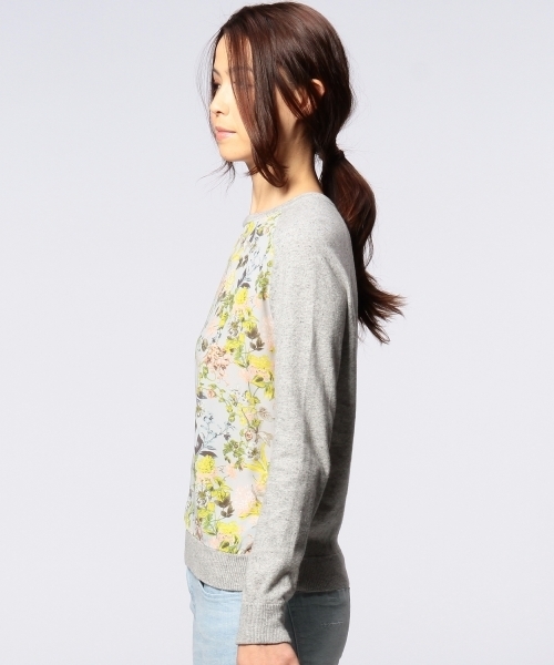 UNITED ARROWS（ユナイテッドアローズ）の「◇UAW ボタニカルプリント コンビ ニット ◆（ニット/セーター・レディース・ライトグレー/ネイビー・フリー）」の5枚目の写真