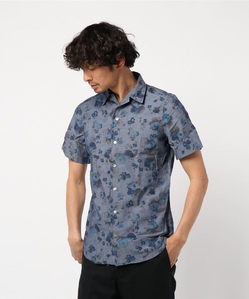 EDIFICE（エディフィス）の「Matteucci / Belesto 別注 ハイビスカスパターン オープンカラー シャツ（シャツ/ブラウス・メンズ・グレー・MEDIUM/SMALL/LARGE）」の8枚目の写真