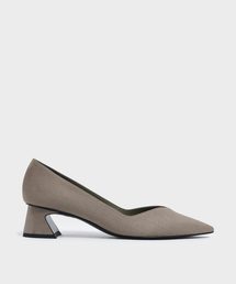Vカットカバード ブロックヒールパンプス / V-Cut Curved Block Heel Pumps