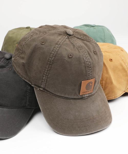 Carhartt(カーハート)の「CARHARTT カーハート ウォッシュ加工 ロゴ ローキャップ Odessa Cap(キャップ・メンズ・ブラック/ブラウン/ウッド/アーミー/ダークグリーン/モカ/ネイビー/ブルー/レッド/グリーン/グレー/ゴールド/コバルトブルー/コーラル/サンドベージュ/クリアグリーン・FREE)」の6枚目の写真
