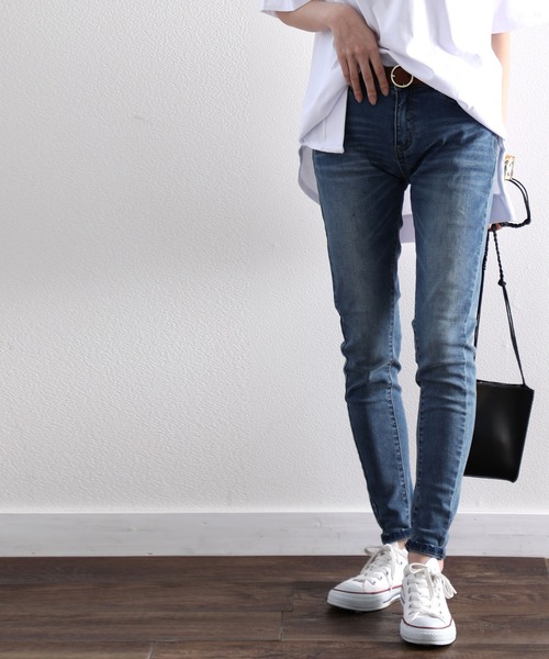 classicalelf(クラシカルエルフ)の「ストレッチ 無地スキニーパンツ(フルレングス)(デニムパンツ・レディース・ブルー/インディゴブルー/ブラック/ホワイト・LARGE/MEDIUM/SMALL/X-LARGE/XX-LARGE)」の4枚目の写真