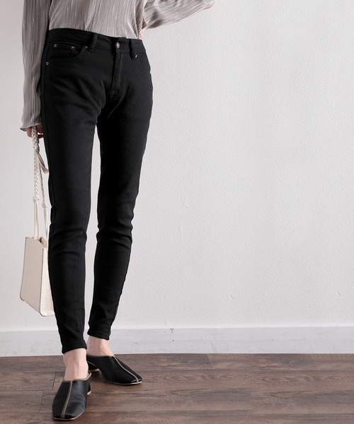 classicalelf(クラシカルエルフ)の「ストレッチ 無地スキニーパンツ(フルレングス)(デニムパンツ・レディース・ブルー/インディゴブルー/ブラック/ホワイト・LARGE/MEDIUM/SMALL/X-LARGE/XX-LARGE)」の1枚目の写真