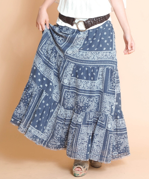 goa（ゴア）の「バンダナプリント２ＷＡＹスカート（スカート・レディース・インディゴブルー/レッド・FREE）」の2枚目の写真
