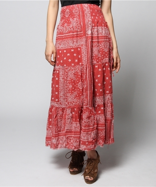 goa（ゴア）の「バンダナプリント２ＷＡＹスカート（スカート・レディース・インディゴブルー/レッド・FREE）」の10枚目の写真