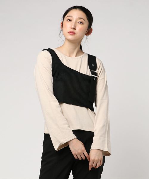 archives（アルシーヴ）の「ワンショルビスチェSET（Tシャツ/カットソー・レディース・ブラック/カーキ/モカ・MEDIUM）」の2枚目の写真