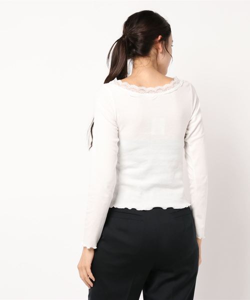 one after another NICE CLAUP(ワンアフターアナザーナイスクラップ)の「レース付き長袖インナー(Tシャツ/カットソー・レディース・ブラック/オフホワイト/ピンク/モカ・FREE)」の6枚目の写真