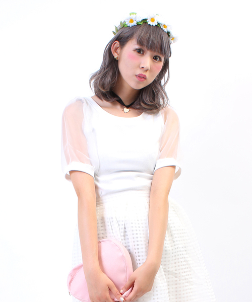 WEGO（ウィゴー）の「WEGO/オーガンジースリーブ5分袖Tシャツ（Tシャツ/カットソー・レディース・ホワイト/ブラック/グレー/ライトイエロー・FREE）」の14枚目の写真